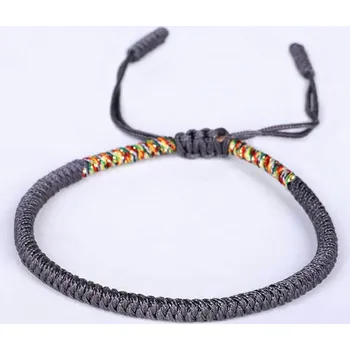 Náramek Ručně vázaný tibetský náramek štěstí | náramek, amulet - šedá