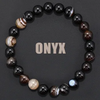 Náramek Náramek s korálků z přírodního minerálu | náramek, šperk - Onyx , 18–19 cm , 8mm Beads