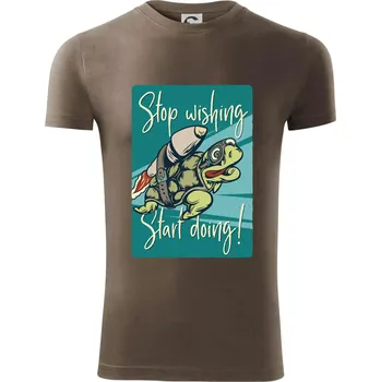 Stop wishing start doing želva - Viper FIT - Pánské zůžené tričko - XL ( Army )