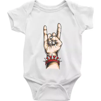 Kojenecký body Rocková ruka s náramkem - Body kojenecké s krátkým rukávem - Krátký r. do 3 měs ( Bílá )