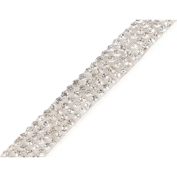 Stuha Nažehlovací borta s broušenými kamínky šíře 10 mm Varianta: crystal, Balení: 9 m