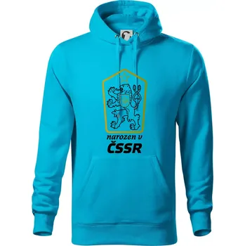 Pánská mikina Narozen v ČSSR - Mikina pánská Cape s kapucí - 4XL ( Světlý tyrkys )
