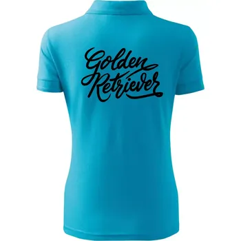 Golden retriever - nápis okrasný - Polokošile dámská Pique Polo - S ( Světlý tyrkys )