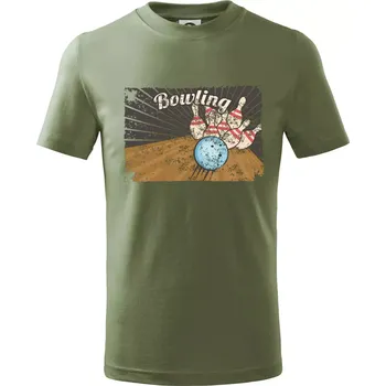 Chlapecké oblečení Bowling plakát - Tričko dětské bavlněné - 104-110cm / 3-4 roky ( Khaki )