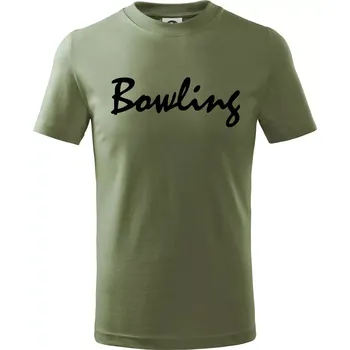 Bowling nápis psací - Tričko dětské bavlněné - 134 cm/8 let ( Khaki )