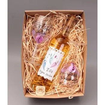 Víno Dárkový balíček - víno + 2 skleničky, věř svým snům růžová víno: Tramín červený - polosladké