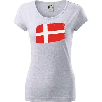 Dámské tričko Dánsko vlajka - Dámské triko Pure - S ( Světlešedý Melír )
