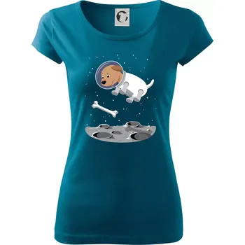 Pes ve vesmíru (Hana-creative) - Dámské triko Pure - XS ( Petrolejová )