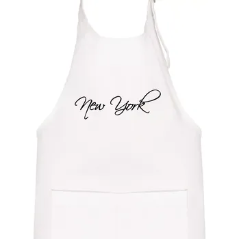 Kuchyňská zástěra New York nápis psacím - Dětská zástěra na vaření - Univerzální velikost ( Bílá )