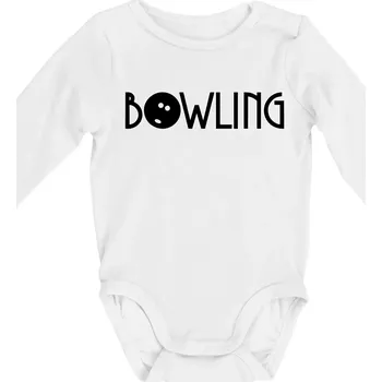 Kojenecký body Bowling nápis - Body kojenecké s dlouhým rukávem - Dlouhý r. do 3 měs ( Bílá )