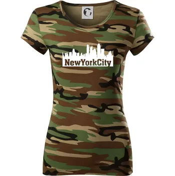 New York City silueta - Dámské maskáčové triko - M ( Hnědý maskáč )