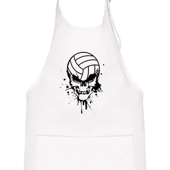 Kuchyňská zástěra Volejbal lebka splash - Dětská zástěra na vaření - Univerzální velikost ( Bílá )