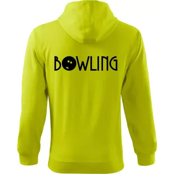 Pánská mikina Bowling nápis - Mikina s kapucí na zip trendy zipper - 3XL ( Limetková )