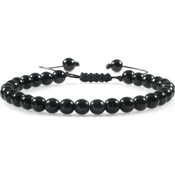 Náramek Elegantní minerální náramek s korálky z lávového kamene | pánský náramek, korálkový náramek - 6mm zářivě černá
