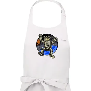 Kuchyňská zástěra Kočičí astronaut - Pánská zástěra na vaření - Univerzální velikost ( Bílá )