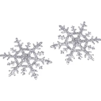 Vánoce Nažehlovačka vločka s glitry Ø4 cm, Balení 10 ks, Varianta 1 stříbrná AB