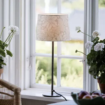 Lampička PR Home Stolní lampa BASE ACANTHUS, bílá/stříbrná, 58 cm - Délka kabelu 200 cm bílá, železná 1 x 40 W - Doprava zdarma