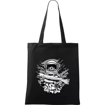 Nákupní taška Astronaut Fishing - Taška bavlněná - 42 x 38 cm ( Černá )