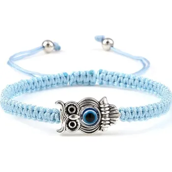 Náramek Náramek pro štěstí s motivem sovy | náramek, ochranný náramek - Světle modrá