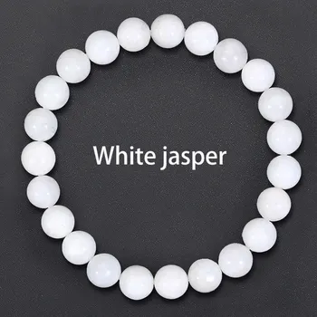 Náramek Náramek s korálků z přírodního minerálu | náramek, šperk - Bílý jaspis , 18–19 cm , 6mm Beads