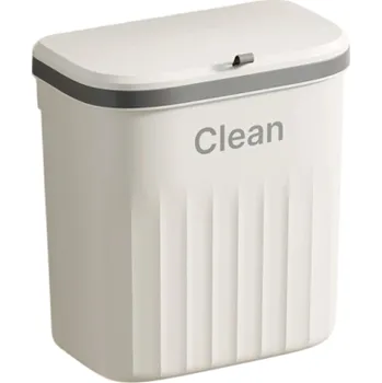 Závěsný odpadkový koš s víkem 26,5x29x16 cm Nástěnný koš do kuchyně a koupelny Koš na recyklaci Závěsný organizér na tříděný odpad bílá