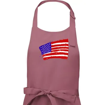 Kuchyňská zástěra Americká vlajka ohnutá - Pánská zástěra na vaření - Univerzální velikost ( Starorůžová )