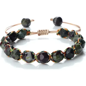 Náramek Pletený náramek s minerálnímu korálky | párový náramek, minerální náramek - Jaspis