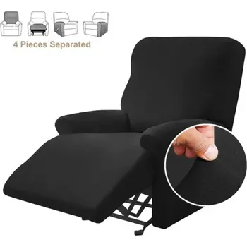 Dekorativní polštářek Barevný potah na relaxační křeslo ze 4 dílů z elastického hladkého materiálu černá