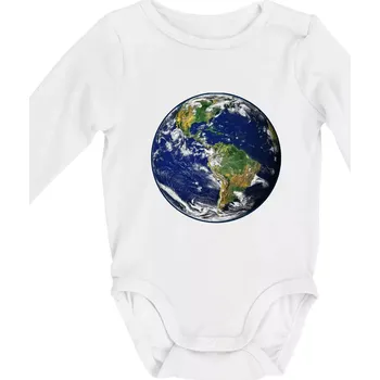 Kojenecké oblečení Planeta Země - Body kojenecké s dlouhým rukávem - Dlouhý r. do 3 měs ( Bílá )