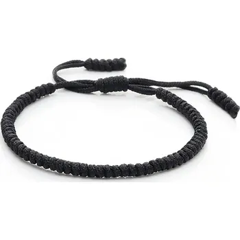 Náramek Černobílý pletený tibetský náramek | šňůrkový náramek, náramek pro ženy - Černý