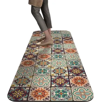 Koberec Protiskluzový koberec 40 x 120 cm Retro dlaždicový vzor Kuchyňská rohožka Koupelnový koberec Dekorace Podlaha Obývací pokoj Ložnice