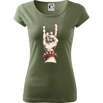 Dámské tričko Rocková ruka s náramkem - Dámské triko Pure - S ( Khaki )