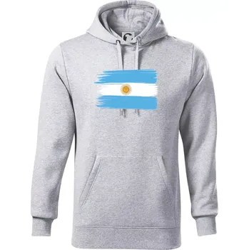 Pánská mikina Argentina vlajka kreslená štětkou - Mikina pánská Cape s kapucí - 5XL ( Světlešedý Melír )