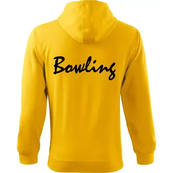 Pánská mikina Bowling nápis psací - Mikina s kapucí na zip trendy zipper - L ( Žlutá )