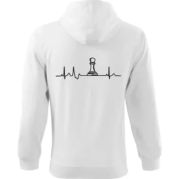 Pánská mikina EKG Šachové figurky - Pěšec - Mikina s kapucí na zip trendy zipper - 3XL ( Bílá )