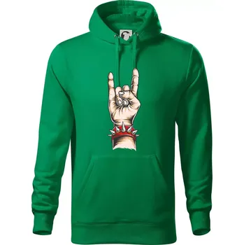 Pánská mikina Rocková ruka s náramkem - Mikina pánská Cape s kapucí - 5XL ( Středně zelená )
