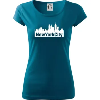 Dámské tričko New York City silueta - Dámské triko Pure - S ( Petrolejová )