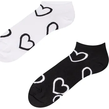 Dámské ponožky Veselé kotníkové ponožky Černobílé srdce