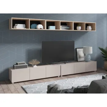 Obývací stěna Obývací stěna Bralani XXXIII, Barva: kašmír / kašmír + dub artisan MIRJAN 5903211429743