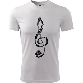 Houslový klíč kreslený - Dětské triko sportovní (dresovina) - 146 cm/10 let ( Bílá )