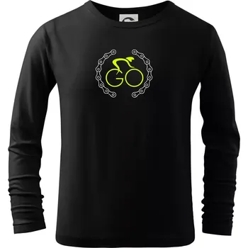 Chlapecké tričko GO cyklista (fluo potisk) - Triko dětské Long Sleeve - 104-110cm / 3-4 roky ( Černá )