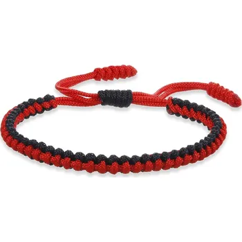 Náramek Náramek štěstí z červené a černé šňůrky | ochranný náramek, ručně pletený náramek - Styl 4 Černá Červená