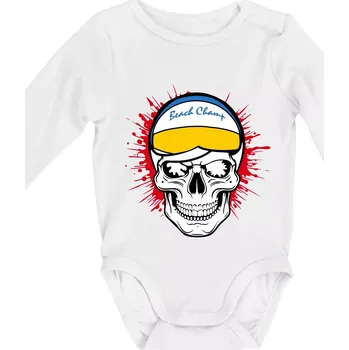 Beach volejbal lebka - Body kojenecké s dlouhým rukávem - Dlouhý r. 3-6 měs ( Bílá )