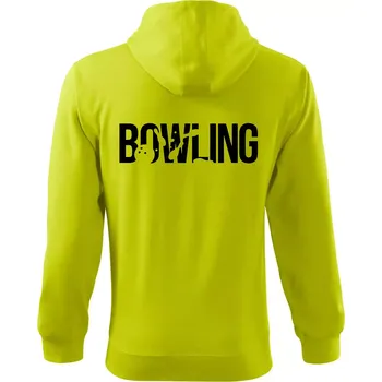 Pánská mikina Bowling nápis kuželky - Mikina s kapucí na zip trendy zipper - S ( Limetková )