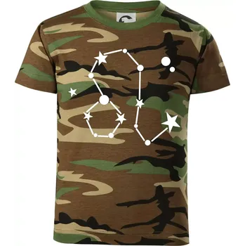 Chlapecké tričko Souhvězdí - Leo - Lev - Dětské maskáčové triko - 146 cm/10 let ( Hnědý maskáč )