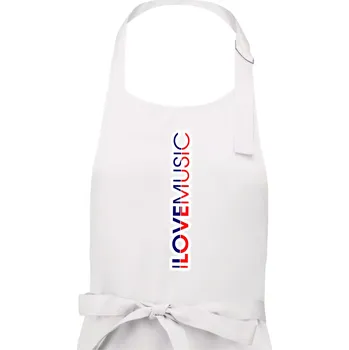 Kuchyňská zástěra I love music na výšku - Pánská zástěra na vaření - Univerzální velikost ( Bílá )