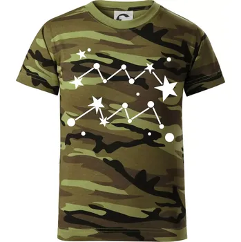 Souhvězdí - Aquarius - Vodnář - Dětské maskáčové triko - 146 cm/10 let ( Zelený maskáč )