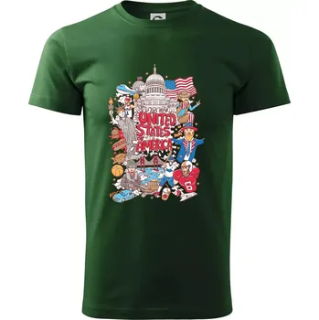 USA karikatura - Triko extra velké (5-8XL) - 8XL ( Lahvově zelená )