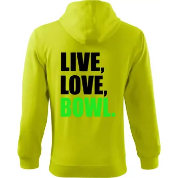 Pánská móda Live, Love, Bowl - Mikina s kapucí na zip trendy zipper - M ( Limetková )
