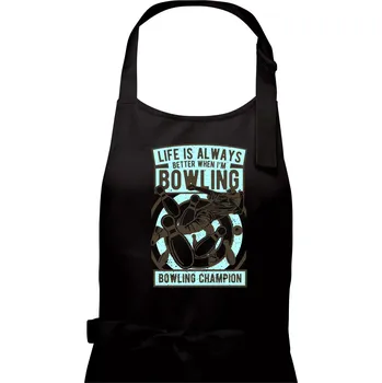 Kuchyňská zástěra Bowling Champion - Pánská zástěra na vaření - Univerzální velikost ( Černá )